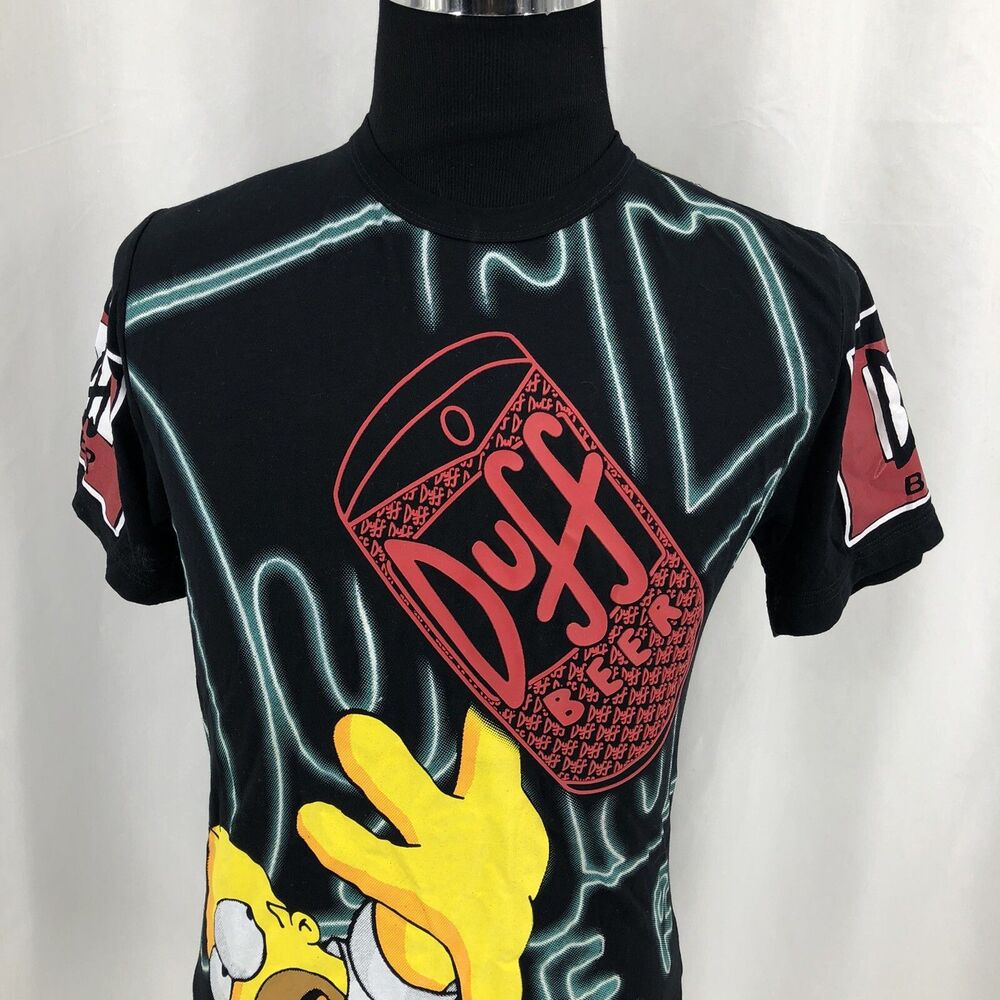 Boom Homer Simpsons Duff Beer Mode’s Bar Rubber Plastic Graphic T-Shirt XL